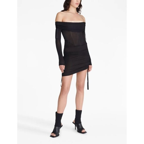 NWT DION LEE Off-the-Shoulder Corset Mini Dress 10 Convertible LBD Mall Goth - Picture 1 of 7